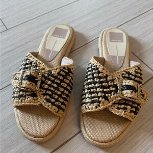 Dolce Vita Alonzo Black and Tan Woven Sandals